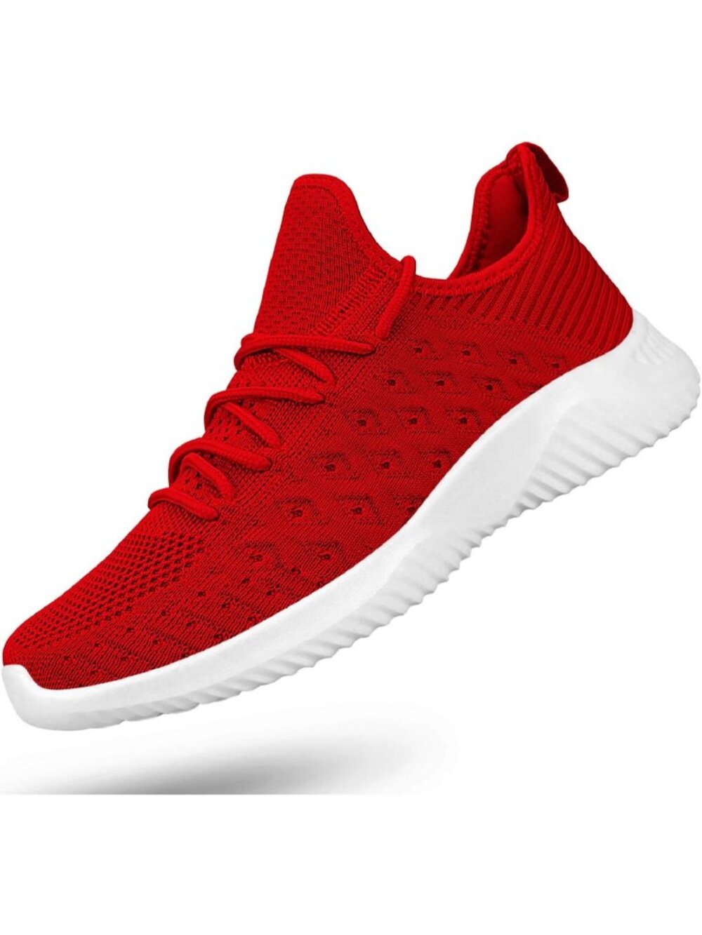 Men's Red Lightweight Breathable Comfortable Lace-Up Slip On Walking Sneaker